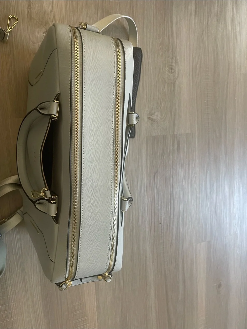 La mansio air ciel backpack saffiano leather luxurious light blue bag